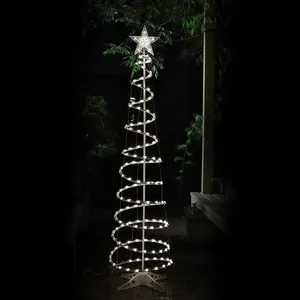 带80灯6Ft螺旋圣诞树灯多色假日户外装饰led圣诞树灯