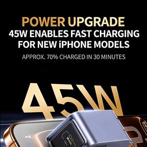 Chargeur rapide GaN UGREEN 45W pour iPhone 17/16 Pro Max, chargeur mural USB-C - Product Image 4