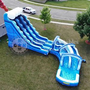 45ft Thương Mại Waterslide Khổng Lồ Cao Lớn Lớn Đường Cong Nước Trượt Trẻ Em Ngoài Trời Đôi <span class=keywords><strong>Inflatable</strong></span> <span class=keywords><strong>Slide</strong></span> Với <span class=keywords><strong>Pool</strong></span> - Product Image 5