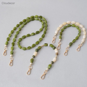Chaîne <span class=keywords><strong>de</strong></span> perles en acrylique vert, bijoux fantaisie, bracelet perlé, accessoires, sangle <span class=keywords><strong>de</strong></span> téléphone beige, bandoulière pour téléphone, chaîne <span class=keywords><strong>de</strong></span> téléphone, sangle <span class=keywords><strong>de</strong></span> sac - Product Image 1