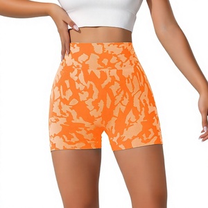 Wholesale High Quality Women's Summer Lightweight Seamless Sports <b>Shorts</b> Orange Camo Print Breathable <b>Shorts</b> Workout - Product Image 1