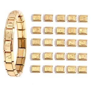 Pulsera con Letras del Alfabeto, Chapada en Oro, Modular, con Dijes, Regalo de Joyería para Mujer, Accesorio de Moda - Product Image 1
