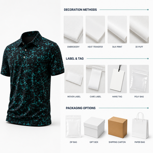 Polo de Golf Verde Estampado Personalizado Premium para Hombre, Ropa Corporativa de Marca Privada con Absorción de Humedad, OEM - Product Image 3
