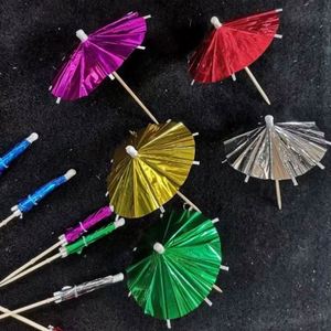 Aluminum <b>Foil</b> Wooden Sticks Decorative Cocktail Umbrella With Parasol - Product Image 2