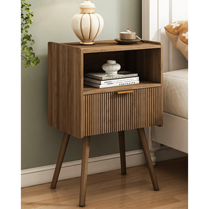 Mesa de Noche Moderna de Madera con Cajón de Almacenamiento y Estante para Sala de Estar, Dormitorio, Espacios Pequeños - Product Image 1
