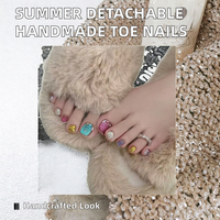 12 stuks Aurora Glitter Kattenoog Opzetten Teennagels Glanzende Volledige Dekking Teennagels Zomermode Voet Nagel Art Decoratie Met Lijm