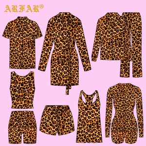 Set Personalizzato 2 Pezzi con Stampa Ghepardo e Leopardo, Pigiama <span class=keywords><strong>in</strong></span> Bambù per Donna, Maglietta con Maniche Raglan e Pantaloncini, <span class=keywords><strong>Abbigliamento</strong></span> Femminile - Product Image 1