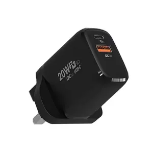 Nuovo arrivo 20w QC3.0 completamente compatibile con doppia porta Usb C tipo C Us Eu Uk presa a muro Super veloce ricarica adattatore per caricabatterie a muro