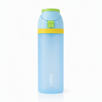 Bouteille d'eau portable en Tritan écologique avec poignée, ouverture à une touche, paille et couvercle verrouillable anti-fuite pour le voyage, la randonnée et le trekking