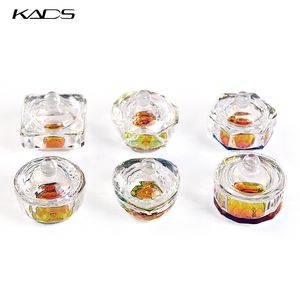 KADS - Juego de 6 Recipientes de Cristal Coloridos para Polvo Acrílico, con Tapa, Tipo Perfume, para Salón de Uñas y Manicura - Product Image 2