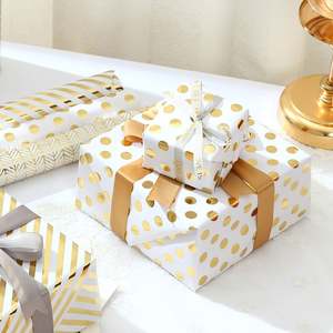 Wholesale Disposable Coated 80g Birthday Hot Stamping ArtPaper <b>Tissue</b> 43*300cm Gift Luxury Custom Packaging Wrapping <b>Paper</b> Roll - Product Image 3