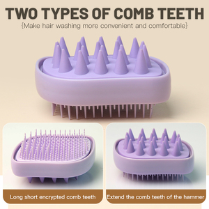 Brosse de massage double face bon marché pour le cuir chevelu Brosse à cheveux de nettoyage facile Peigne à tête souple en TPEE Utilisation à la maison - Product Image 5