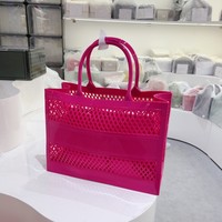 Sac de plage unisexe personnalisé en PVC grande capacité, pochette d'été colorée en silicone creux avec fermeture ouverte