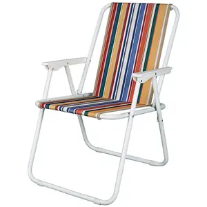 Chaises de plage pliantes de printemps pliables de camping inclinables à cadre en acier enduit de poudre durable pour l'extérieur