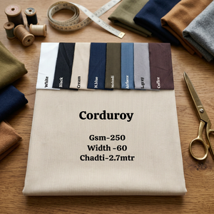 Tissu en velours côtelé côtelé 250 GSM, largeur 60 cm, tissu tissé durable pour vêtements de mode et décoration intérieure - Product Image 2