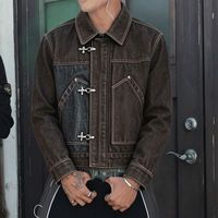 Ouna Clothing Manufacturer - Vente en gros personnalisée - Blouson aviateur en jean délavé à fermeture éclair intégrale et boutons - Blouson en jean oversize pour homme
