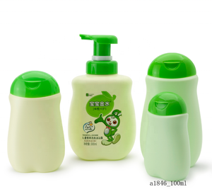 Bouteille ovale en plastique givré pour bébés 100ml, <span class=keywords><strong>Lotion</strong></span> corporelle, soins pour les mains, à presser, personnalisé, en plastique plat, rose - Product Image 4