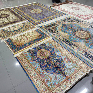 Tapis persans traditionnels bleus décoratifs 4x6, tapis en soie, tapis oriental, fait main, noué à la main, décoration <span class=keywords><strong>de</strong></span> sol à vendre - Product Image 5