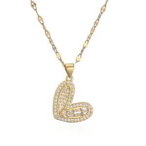 New Fashion Jewelry Heart Necklace High Quality Brass Love Necklace Valentine's Day Gift For Women