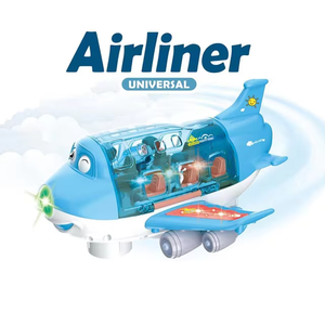 Nouveau dessin animé mignon <span class=keywords><strong>Airbus</strong></span> modèle d'<span class=keywords><strong>avion</strong></span> électrique musique légère <span class=keywords><strong>avion</strong></span> rotatif à 360 degrés 2-4 ans jouets d'intérieur en plastique pour enfant - Product Image 2
