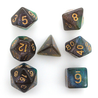 Dés à jouer polyédriques en acrylique avec logo gravé sur mesure, à bords vifs, pour RPG, D&D, lot de 7 dés, 3 couleurs, effet tourbillon, paillettes caméléon