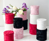 Coffret Cadeau de Mariage en Tissu Velours Diamanté, Boîte à Fleurs et Ensemble de Seau Doux, Boîte Cadeau Ronde pour Fleurs Fraîches