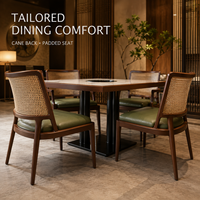 Ensemble de table et de chaises de restaurant au design minimaliste, robuste, durable et confortable, avec plateau en pierre frittée pour hôtel et banquet