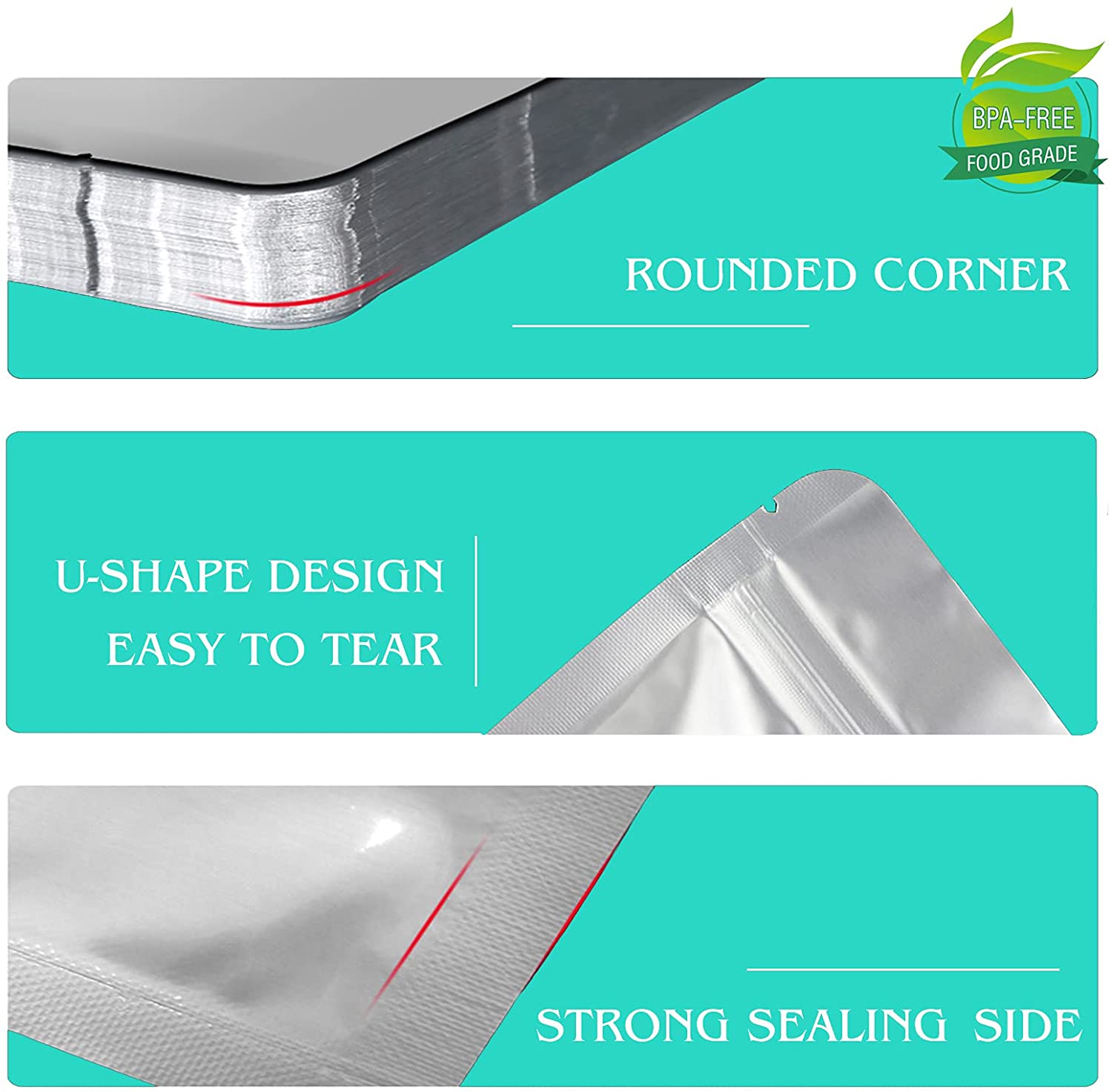Zip Lock Bags Resealable Custom Aluminum Foil  Metalized Bag, Nylon Retort Pouch For Frozen Food Tear Notch
