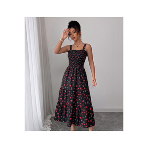 Women's Floral Strappy Long Viscose <b>Dress</b> 125 Cm Casual Wear - Product Image 2
