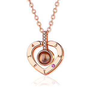 Lettera collana 100 lingue ti amo proiezione pendente collana donne gioielli Collier Femme Bijoux 2019 <span class=keywords><strong>migliori</strong></span> amici <span class=keywords><strong>regali</strong></span> - Product Image 5