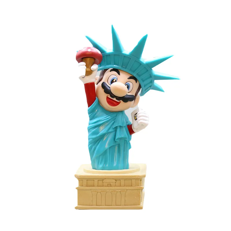 Boîte de couleurs de 20cm Jouet en PVC pour enfants Cadeau jouets Bowser Luigi figure mario La Statue de la Liberté & MarioPVC