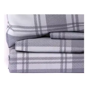 Ensemble de draps Spring Queen 4 pièces à carreaux 100% coton 3000 fils ultra doux pour la maison - Product Image 4