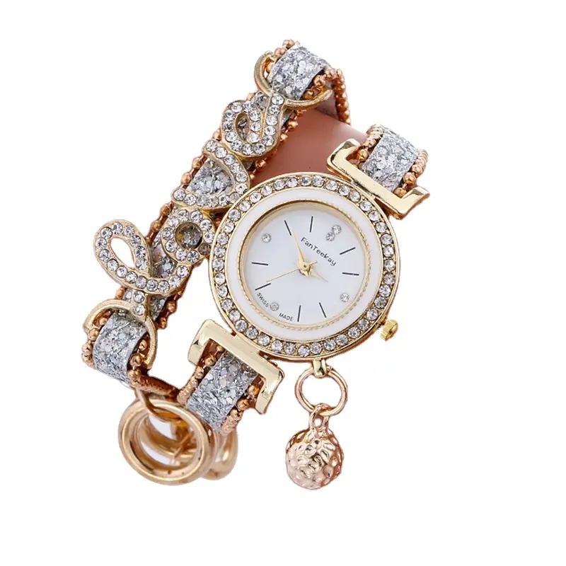 Fashionable bracelet watch women leisure watch pearl flower winding hand watch for girl\