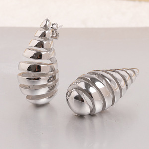 Fashion <b>Stud</b> Earrings 17MM Teardrop Hollow Geometric Stainless Steel Gold <b>Silver</b> Party Women's Jewelry - Product Image 5
