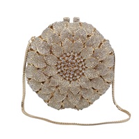 Sac de soirée élégant pour femme avec fleurs et strass, pochette tournesol, sac à main tendance pour cocktail et soirée dansante