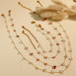 Colorful Pebble Bohemian Necklace And <b>Bracelet</b> <b>Set</b> For Women Natural Stone Gold Plated Zinc Alloy Party Jewelry <b>Set</b> Irregular - Product Image 2