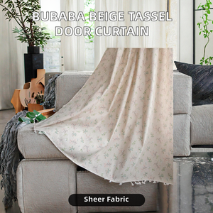 Bubaba bán buôn màu be Cotton Linen nửa Cửa Rèm tua in hoàn thành bay trang trí cửa sổ valances - Product Image 5