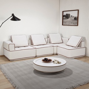 Hiện đại Deluxe phòng khách <span class=keywords><strong>sofa</strong></span> Set Set đồ nội thất l-hình dạng <span class=keywords><strong>3</strong></span> 4 chỗ ngồi vải to sợi nén chân không đóng gói thư giãn thiết kế - Product Image 1