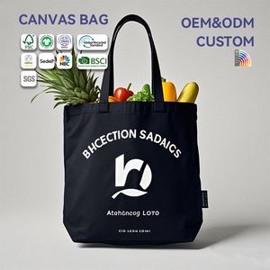 Custom <b>Printed</b> Canvas Tote Bag With Shopping Reusable Eco-Friendly Promotional Gift Bag Black <b>Large</b> - Product Image 1