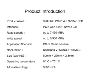 Disque SSD interne M.2 NVMe PCIe 4.0 1 To et 2 To pour ordinateur de bureau, modèle 990 Pro, en promotion - Product Image 6