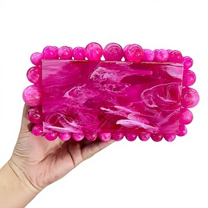 Bolso de mano floral de resina con adornos de cristal, correa de cadena dorada, bolso de noche artístico para fiesta de bodas - Product Image 4