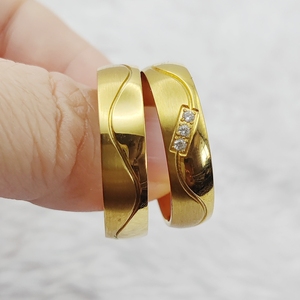 Vente chaude bijoux d'amant luxe son et le <span class=keywords><strong>sien</strong></span> anneaux de mariage promesse couples dorés anneaux grand 1 paire - Product Image 4