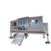 Maison conteneur préfabriquée pliable et extensible à double aile pour école miniature, camping, salle de classe pour personnes âgées, hôtel, complexes hôteliers, cabane de plage, restaurant