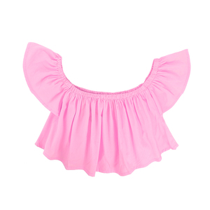 Valentine's Day <b>Girls</b> Set <b>Girls</b> Ruffle off Shoulder T-shirt + White Shorts + <b>Headband</b> 2-piece Design Boutique Children's Wear - Product Image 2