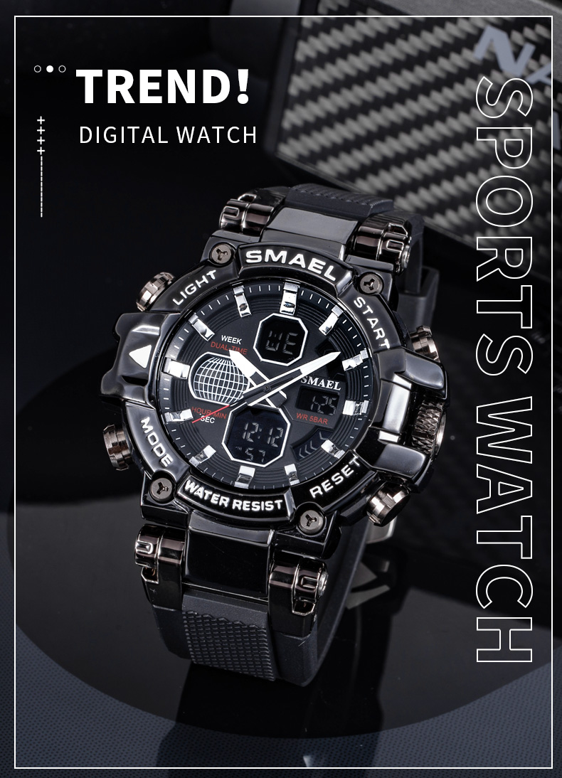 Watches men original brand SMAEL 8027 luxury mens watches quartz digital plastic men's sport watch