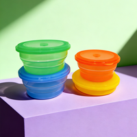 Contenitore per Pranzo Pieghevole in Silicone per Esterni con Coperchio, Adatto al Microonde, Resistente al Calore, Anti-Odore, per Campeggio e Conservazione Alimenti