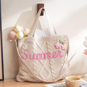 Bolso de Mano Tejido a Mano Estilo Vintage Uionen, Bolso Tote Personalizado con Nombre, para Uso Diario - Product Image 2