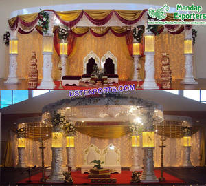 ชุดเดรสงานแต่งทำจากคริสตัลผีเสื้อ,Mandap ที่ไม่ซ้ำแบบมีเอกลักษณ์ Mandap ประดับคริสตัล FRP เสาคริสตัลรูปผีเสื้อสำหรับงานแต่งงาน - Product Image 2