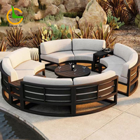 Ensemble de canapés de jardin ronds en aluminium de luxe moderne, résistant aux intempéries, meubles modulaires d'extérieur pour patio et terrasse