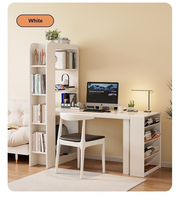 Poste de travail multifonctionnel en bois avec design compact et rangement bibliothèque pour étudiants, chambre à coucher ou hôtel